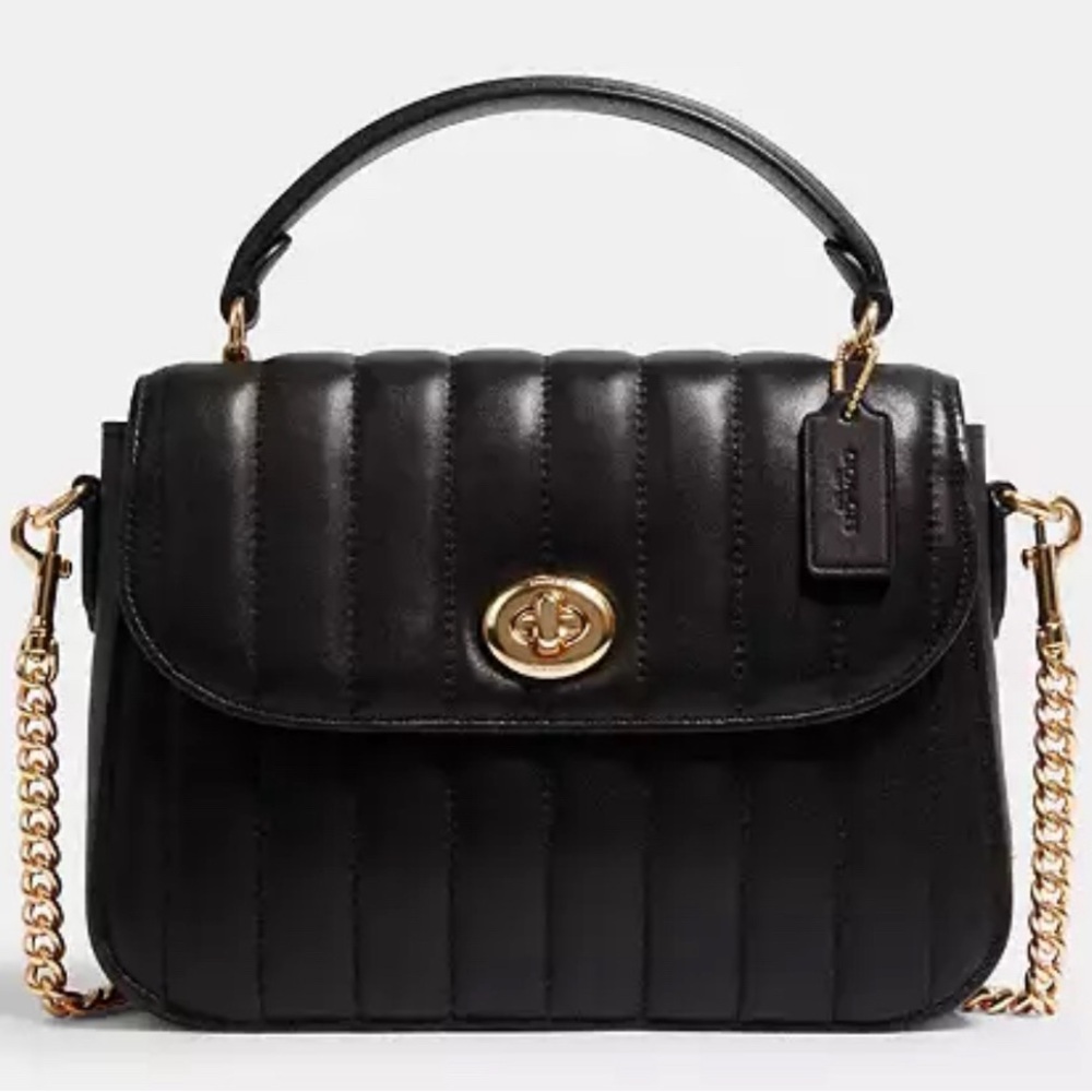 Coach quilted Marlie top handle with matching card case